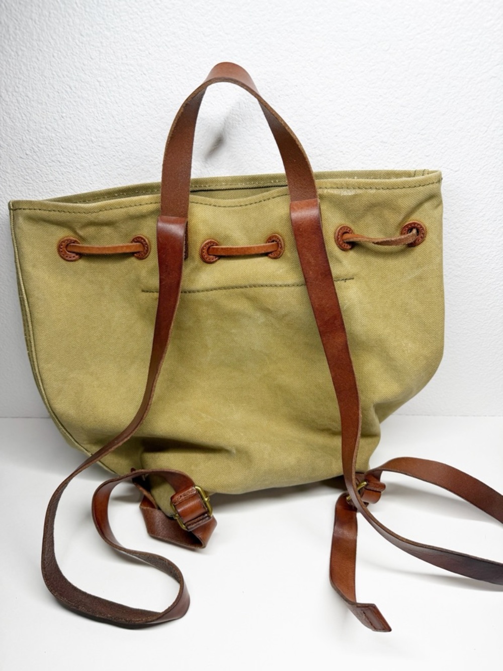 Madewell Somerset Cotton Canvas Leather Strap Drawstring Backpack - Picture 8 of 15